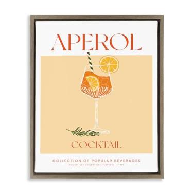 Imagem de Stupell Industries Minimal Aperol Cocktail Brown Framed Floater Canvas Wall Art Design por Lettered and Fored, 25 x 31