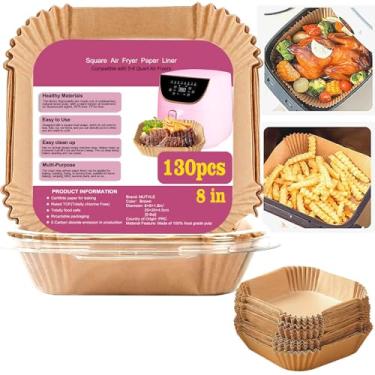 Imagem de Forros de fritadeira a ar para fritadeira a ar rosa, forros de papel descartáveis para fritadeira a ar Paris Hilton, fritadeira a ar branca, fritadeira a ar Beelicious, 20 cm, 130 peças, papel de