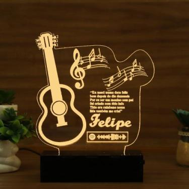 Imagem de Luminária Abajur Violão Spotify Música LED Amarelo - Bold