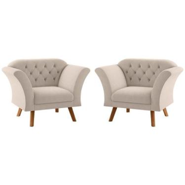 Imagem de Conjunto Poltrona Decorativa Roseira Inca Areia - CASA H