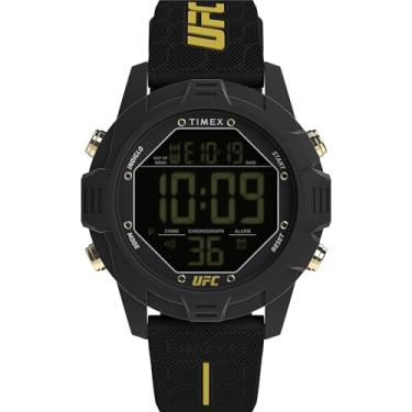 Imagem de Timex Relógio masculino UFC Brawler de 43 mm - pulseira preta com mostrador digital e caixa preta, Preto