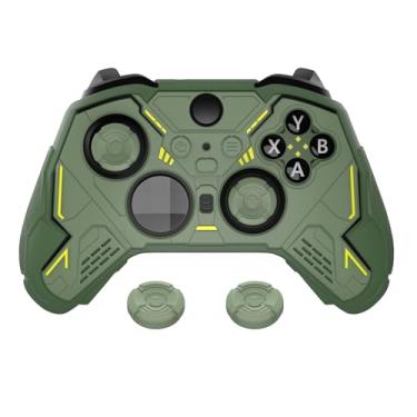 Imagem de playvital Capa De Silicone Stellar Mecha Para Xbox Elite Series 2 E Core, Protetor Antiderrapante Com Adesivos Polegar, Verde Militar Corrida