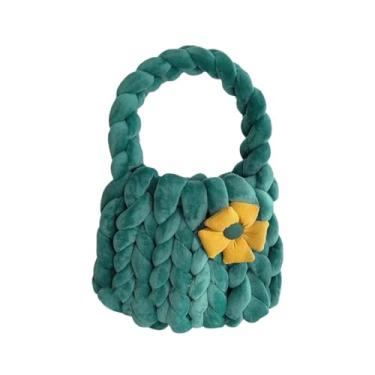 Imagem de UxicRuya Mulheres Bolsa de Crochet Saco acolchoado Bolsa Casual Versátil Decorativa macia de tecida à mão para viagens de primavera verão verão, Verde Escuro