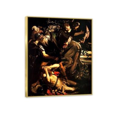 Imagem de A Conversão de São Paulo por Caravagio Impressão em tela arte de parede famosa reprodução de pintura barroca impressão de pintura perfeita para decoração de casa ou escritório 85 x 70 cm (83.8x68.6