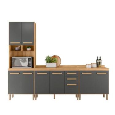 Imagem de Conjunto de Cozinha Lidiane Modulado com 9 Portas 2 Gavetas - Loja Doc
