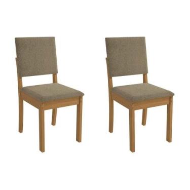 Imagem de Cadeira Sala de Jantar Luna 2CAD160 Madeirado Kit 2 Un Canela/Boucle B