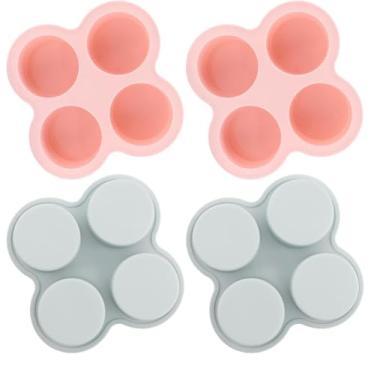 Imagem de Forma de ovo de fritadeira de ar reutilizável de silicone, assadeira antiaderente de 4 cavidades com pincel de óleo, formas de muffin de silicone Copos de muffin para assar (4 packs)