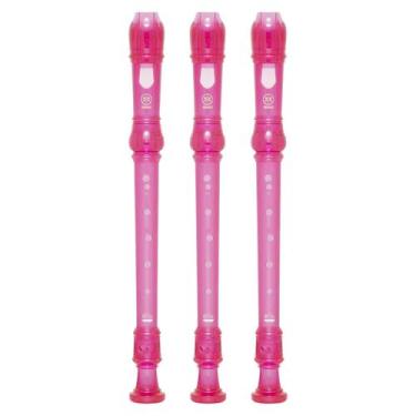 Imagem de Kit 3 Flautas Doce Soprano Germânica Em C YRS-20G Rosa Yamaha
