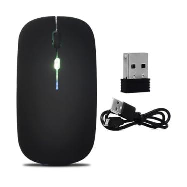 Imagem de Mouse LED Bluetooth sem fio para Mac, iMac, laptop, MacBook Pro, Air, Microsoft computador Win8/10 (PRETO)