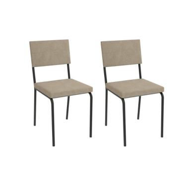 Imagem de Cadeira de Cozinha Zaria 2C128PRF Aço Kit 2 Un Preto/Linho Bege Fendi - Kappesberg