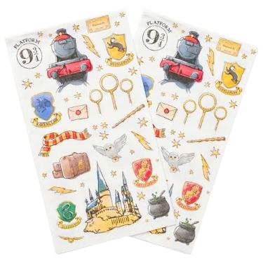 Imagem de Silver Buffalo Pacote com 32 guardanapos de papel de festa Harry Potter com Hogwarts, plataforma 9 3/4, Lufa-Lufa, Sonserina, Grifinória, Corvinal e Edwig