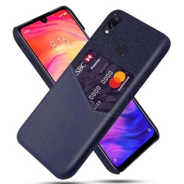 Imagem de Capa para Xiaomi Redmi Note 7,Tela e tampa de couro PU,Antideslizante,360°cobertura completa à prova de choque com 1 slot de cartão atrás,Prevenção de queda-Blue