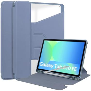 Imagem de YRH Capa protetora para Galaxy Tab S10 FE de 10,9 polegadas 2025, suporte giratório 360 com suporte de caneta para tablet Samsung S10 FE/S9 FE 10,9 polegadas (roxa)