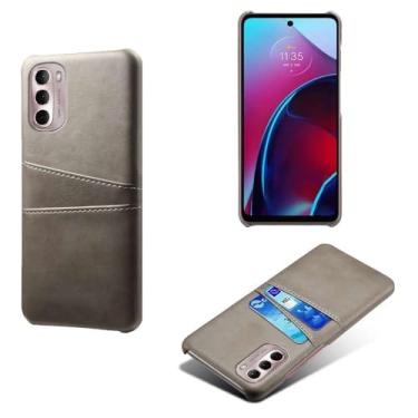 Imagem de Capas Compatível com MOTO G Stylus 2022,Caso de couro PU-Tampa de telefone a prova de choque com 2 slots de cartão,Proteção anti-impressão digital e anti-gota-Grey