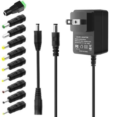 Imagem de Adaptador de fonte de alimentação 9V 1A, cabo de alimentação CC, conversor de energia universal de 9 volts, CA 100~240V para CC 9V 1A 1000mA 800mA 500mA adaptador com 5,5 x 2,5 mm, 10 pontas para