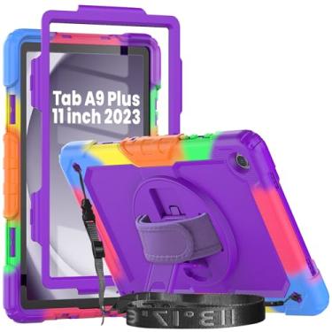 Imagem de Herize Capa para Tab A9 Plus de 11 polegadas com protetor de tela | SM-X210/X215/X216 Capa para crianças | Capa protetora resistente à prova de choque com alça de ombro para Samsung Galaxy Tab A9+