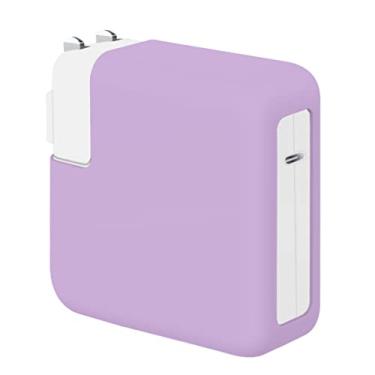 Imagem de LCMOCICO Capa Protetora De Silicone Macio E Leve 35 W Para Macbook Air 15 A2941 13" M2 2023 A2681 2020 2019 2018 A2337 M1 A2179 A1932, Adaptador Energia 30 W, Roxa