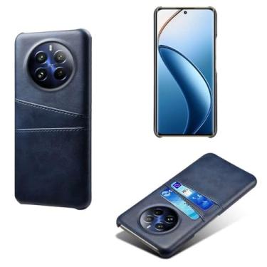 Imagem de Capas Compatível com OPPO Realme 12 PRO,tampa protetora de couro falso,design de saco de cartão com 2 fendas de cartão atrás,proteção anti-impressão digital e anti-gota-Blue