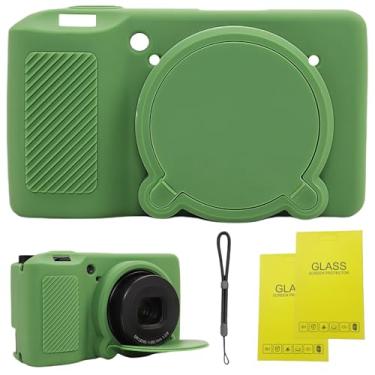 Imagem de SZHSYJY Capa para lente removível Ricoh GR III/GR III X, capa de silicone de borracha macia para câmera Ricoh GR III/GR III X, vem com 2 protetores de tela e 1 alça de pulso. (verde)