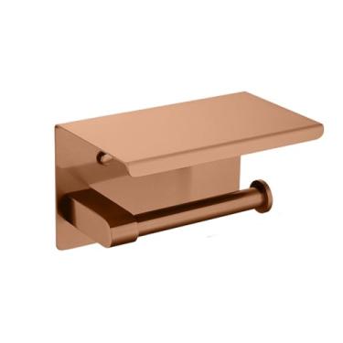 Imagem de Conjunto de banheiro em ouro rosa escovado - Suporte para papel higiênico e saboneteira em aço inoxidável - Acessórios para montagem em parede, suporte para papel B