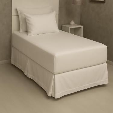 Imagem de Jogo de Lençol Solteiro 2 Peças Liso Malha 100% Algodão (Branco)