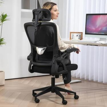 Imagem de Posture Office Cadeira de Escritório Ergonômica, Encosto Alto com Suporte Lombar, Reclinável com 3 Posições, Base Giratória, Preta