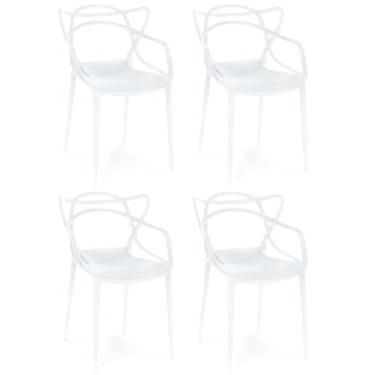 Imagem de Kit 4 Cadeiras de Jantar Allegra Prática Empilhável - Branco