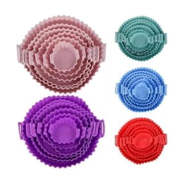 Imagem de Kit Forro de Silicone com 6 peças Antiaderente para Fritadeira Elétrica Air Fryer, Reutilizável, Fácil de Limpar, Resistente ao Calor