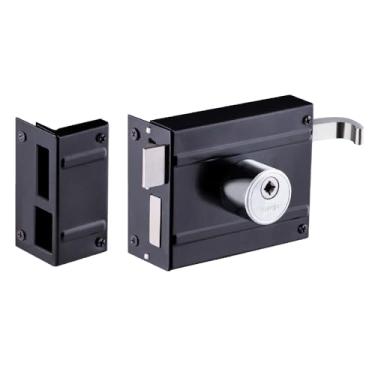 Imagem de Fechadura tetra de sobrepor para portão cromada preta Aliança