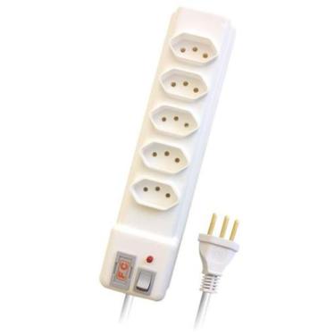 Imagem de Filtro De Linha 05 Tomadas Bivolt Proteção Chave Led Branco - F.C
