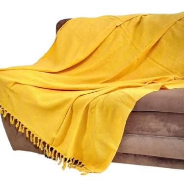 Imagem de Manta Para Sofá King Gigante 3,00 x 1,80 100% Algodão Protetor Decoração(King Amarela)