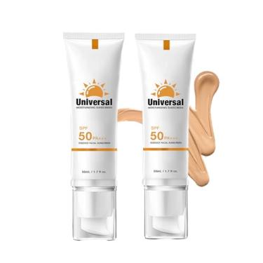 Imagem de Protetor solar colorido para rosto FPS 50, 2 peças de protetor universal hidratante solar 50, protetor solar hidratante para o rosto, defesa UV, tamanho de viagem, 50 ml