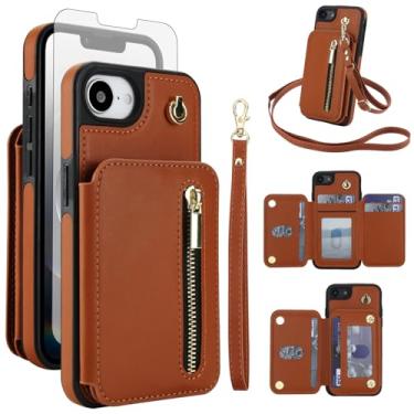 Imagem de Capa de celular para iPhone 16e/SE 2025/SE 4 RFID carteira celular com protetor de tela alça transversal suporte para cartão de crédito suporte para telefone 16e i16e 16 e SE4 4ª geração 16ecase