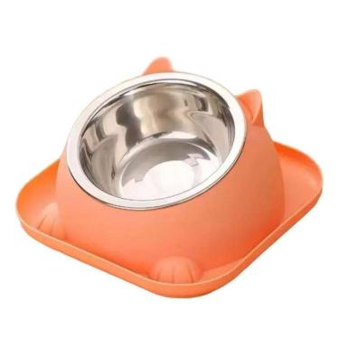 Imagem de Comedouro Ergonômico Para Gatos Médio 12Cm Laranja