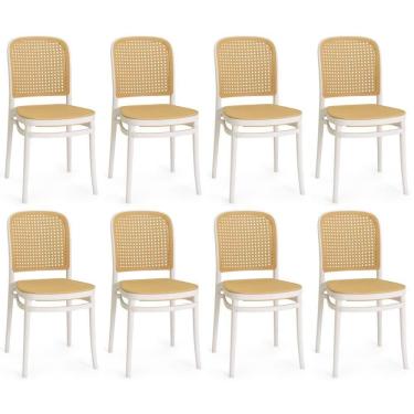 Imagem de Kit 8 Cadeiras De Jantar Roma Para Sala E Cozinha - Branco