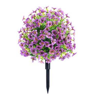 Imagem de Estacas de jardim de flores artificiais – Eucalipto e caules floridos com pontas no solo, decoração sazonal vibrante para quintais, caminhos e varandas da primavera ao verão