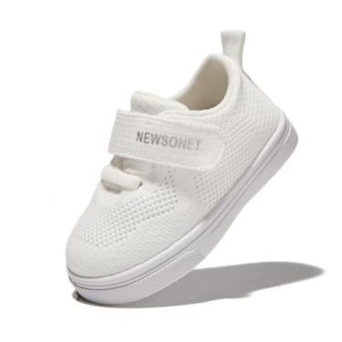 Imagem de Newsonet Sapatos de bebê meninos meninas primeiro andador sapatos de caminhada de malha descalço tênis leve antiderrapante infantil para 6 9 12 18 24 meses, E branco, 18-24 Months Toddler