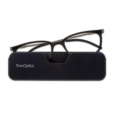 Imagem de Óculos de Leitura ThinOptics FrontPage Connect +2.00 com estojo, Preto