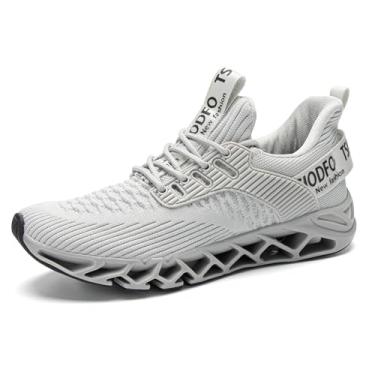 Imagem de Ezkrwxn Tênis Masculino Casual Esportivo Corrida Caminhada Respirável Academia Runner Trail Antiderrapante Moda Cinza Claro Tamanho 9