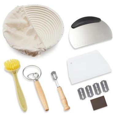 Imagem de Kit para assar pão de massa fermentada Banneton Basket Dimpola de 23 c
