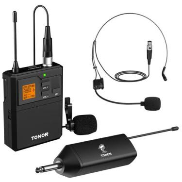 Imagem de Sistema de microfone sem fio TONOR UHF com fone de ouvido/microfone de