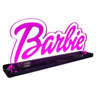 Imagem de Luminária Geek Infantil Barbie - Acrílico Rosa - MK Displays, Base Pre