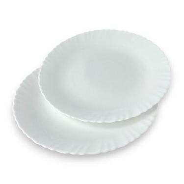 Imagem de 02 Pratos Rasos Refeição Vidro Opalino Branco 25cm Versus - HAUSKRAFT