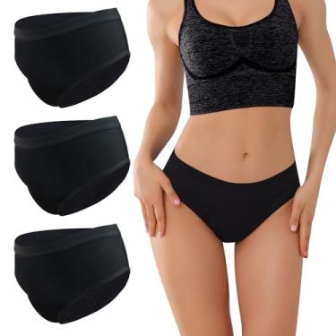 Imagem de KARSWATT Calcinha feminina para incontinência superabsorvente, à prova de vazamento, à prova de vazamento, pacote com 3 (120 g) (2GG, 3 preto)