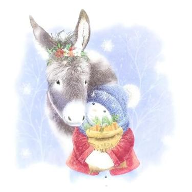 Imagem de Conjunto de dois guardanapos de papel individuais (não embalagens), almoço, almoço, Natal, burro de inverno, abraço, abraço, abraço, abraços, cenas de neve - para decoupage, arte DIY, artesanato