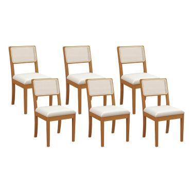 Imagem de Kit 2 Cadeiras Sala Jantar Lola 6 Un Carvalho/Linho Caqui/Tela Bege A040A - Kappesberg