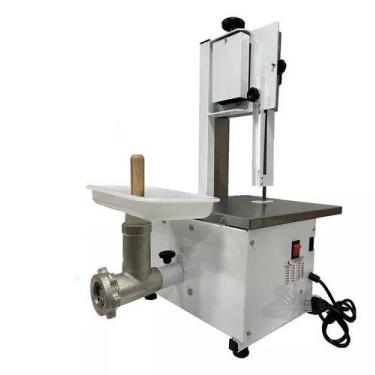 Imagem de Serra Fita Semi Inox Bancada Com moedor Boca 5 Açougue Carne Osso 1,46