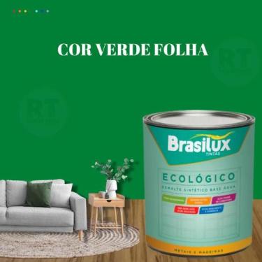 Imagem de Esmalte Sintético Base Água Brasilux Ecologico Cor Verde 800ML Brilhan