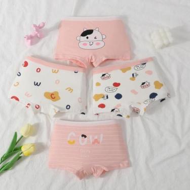 Imagem de Calcinhas De Algodão Para Meninas, Boxers Infantis, Tamanhos Pequeno, 