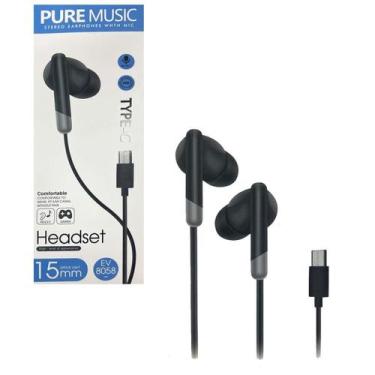 Imagem de Fone De Ouvido Usb-C Microfone Para Celular Android Preto - Shinka
